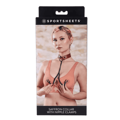 Sportsheets Saffron Collar with Nipple Clamps - Dreamy Desire