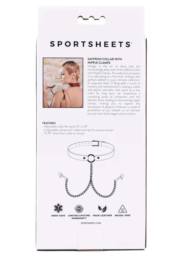 Sportsheets BDSM Saffron Collar with Nipple Clamps