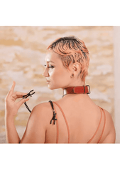 Sportsheets Saffron Collar with Nipple Clamps - Dreamy Desire