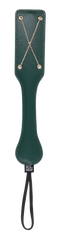 Sportsheets Indica Chain Impressions Paddle in forest green vegan leather with gold X-chain detail