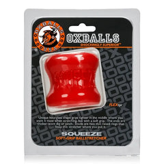 Squeeze soft-grip ball stretcher in retail packaging showing product details and FLEXtpr label