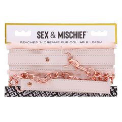 Sportsheets Sex & Mischief Peaches ‘n CreaMe Fur Collar & Leash - Dreamy Desire