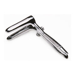KI Sims Stainless Steel Anal Speculum – two-bladed steel speculum with ridged plier handles