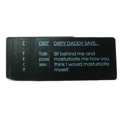 Stack of Bedroom Commands black cards with teal printed commands visible from side angle
