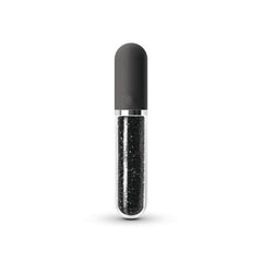 Stardust Charm rechargeable bullet vibrator in black with clear glitter-filled body