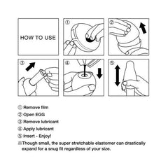 Step-by-step how-to-use diagram showing film removal, opening, lubricant application, and use