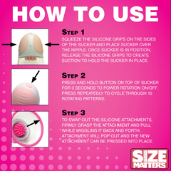 Step-by-step how-to-use guide for applying suction, powering on, and swapping attachments