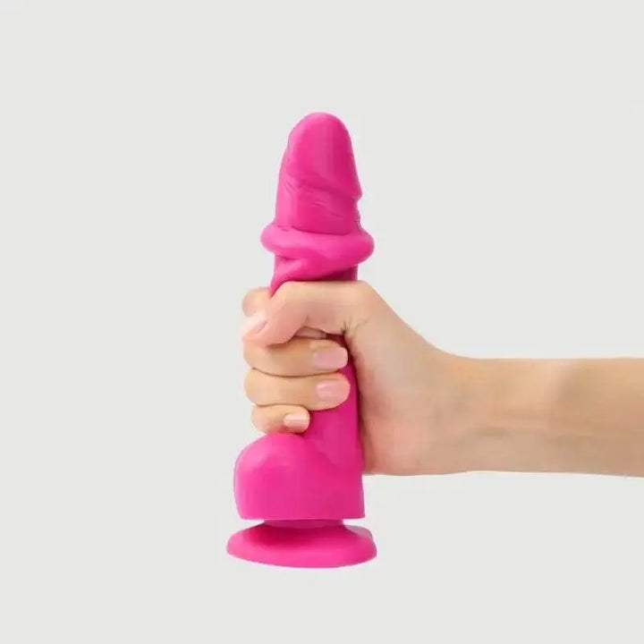 Strap On Me - Sliding Skin Silicone Realistic Dildo Medium (Fuchsia) - Dreamy Desire