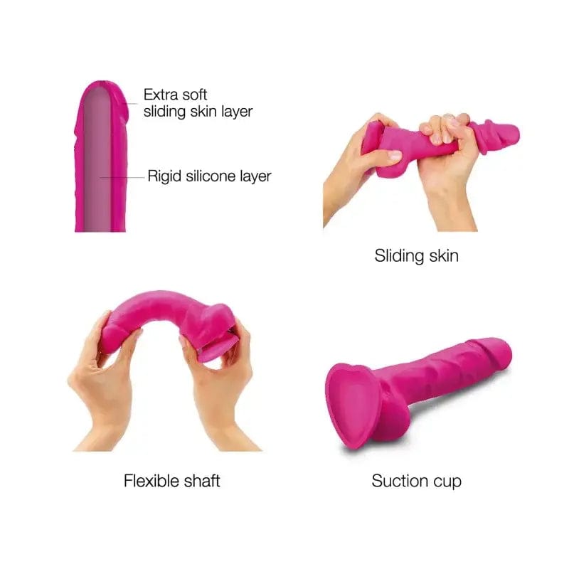 STRAP-ON-ME Dongs & Dildos Strap On Me - Sliding Skin Silicone Realistic Dildo Medium (Fuchsia)