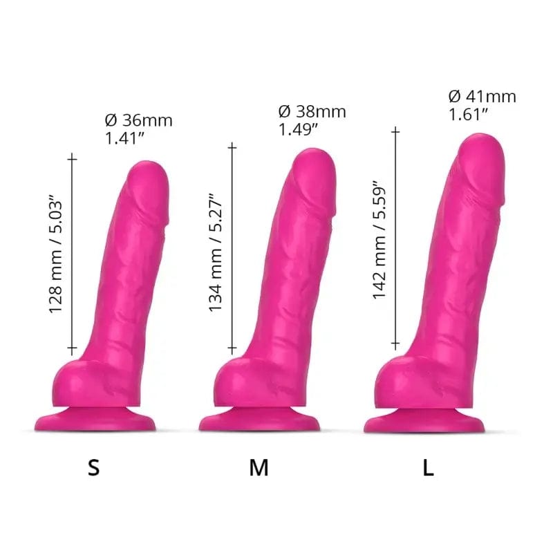 STRAP-ON-ME Dongs & Dildos Strap On Me - Sliding Skin Silicone Realistic Dildo Medium (Fuchsia)