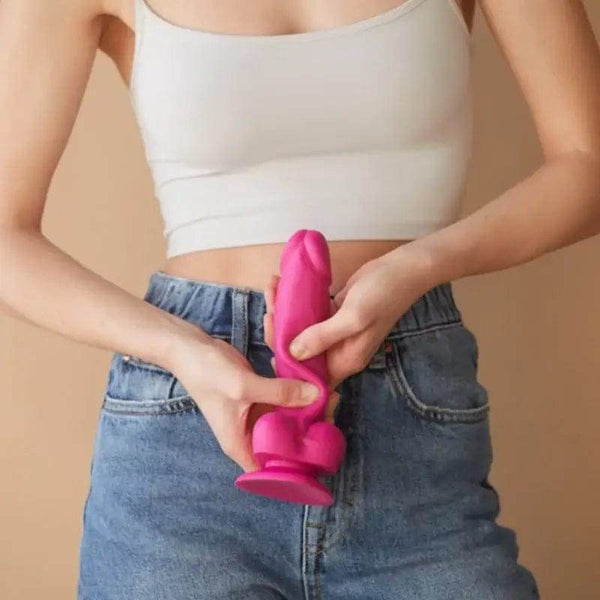 Strap On Me - Sliding Skin Silicone Realistic Dildo Medium (Fuchsia) - Dreamy Desire