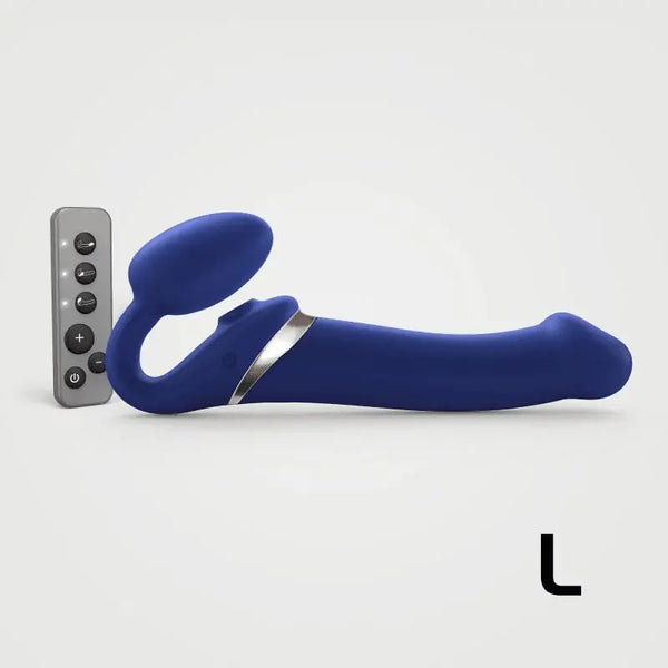 Strap-On-Me Multi Orgasm Bendable Strap-on Large in blue silicone with remote control