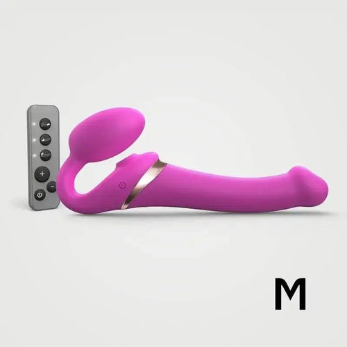 Strap-On-Me Multi Orgasm Bendable Strap-on in fuchsia, size M, with remote control