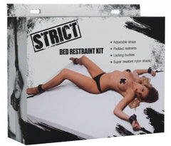 Strict Bed Restraint Kit retail box showing adjustable straps and padded restraints features