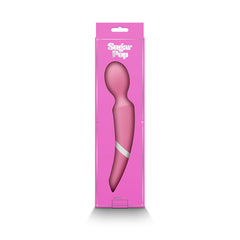 Sugar Pop Aurora pink wand massager displayed inside open-front pink gift box