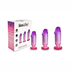 Sunset Dreams Anal Training Kit shown beside its purple and white retail packaging box by Adam & Eve