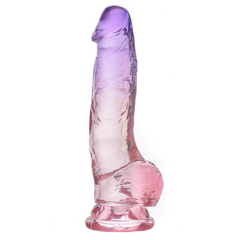 Sunset Dreams Realistic Dildo side angle showing translucent jelly material and veined shaft detail
