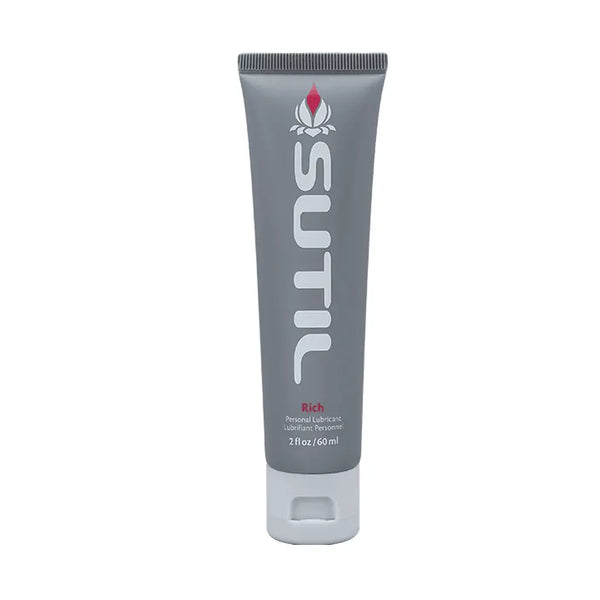 SUTIL Rich personal lubricant 2oz grey squeeze tube with white flip cap on white background