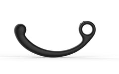 SVibe AXI Spot Wand lying flat, showing smooth curved shaft and open finger ring at handle end