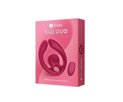 SVibe Gizi Duo couples stimulator packaging in pink with remote control shown on front