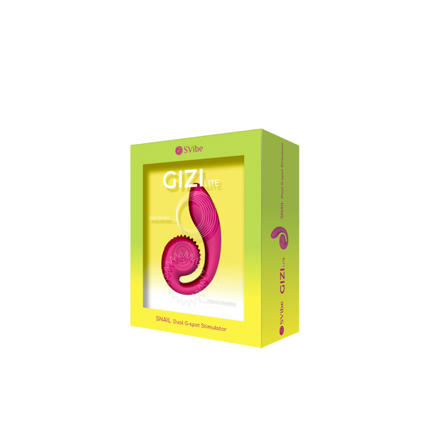 SVibe GIZI Lite dual G-spot stimulator in dragonfruit pink, shown in retail box
