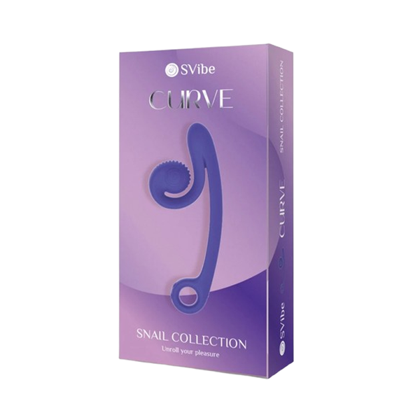 SVibe Snail Curve vibrator in purple packaging, Snail Collection dual-stimulator box front view