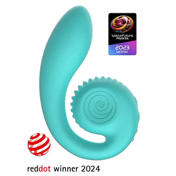 SVibe Snail GIZI vibrator in tiffany blue silicone, Red Dot 2024 and World Future Awards 2023 winner