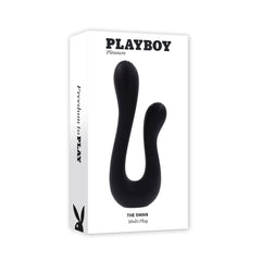 The Swan Multi Play vibrator in its white Playboy Pleasure retail box packaging