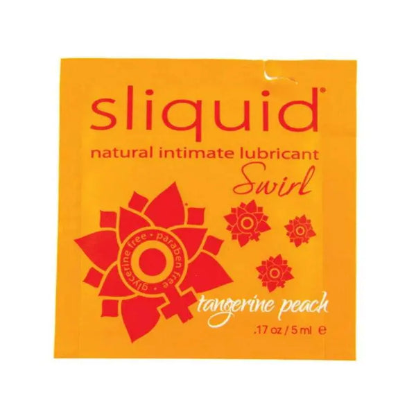 Sliquid Naturals Swirl tangerine peach lubricant pillow packet, 5ml single-use sachet