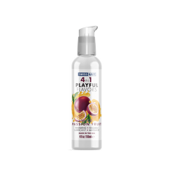 Swiss Navy 4in1 Playful Flavors Wild Passion Fruit lubricant, clear pump bottle, 4 oz