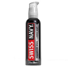 Swiss Navy Premium Anal Lube 2 oz black pump bottle, 59ml silicone-based formula
