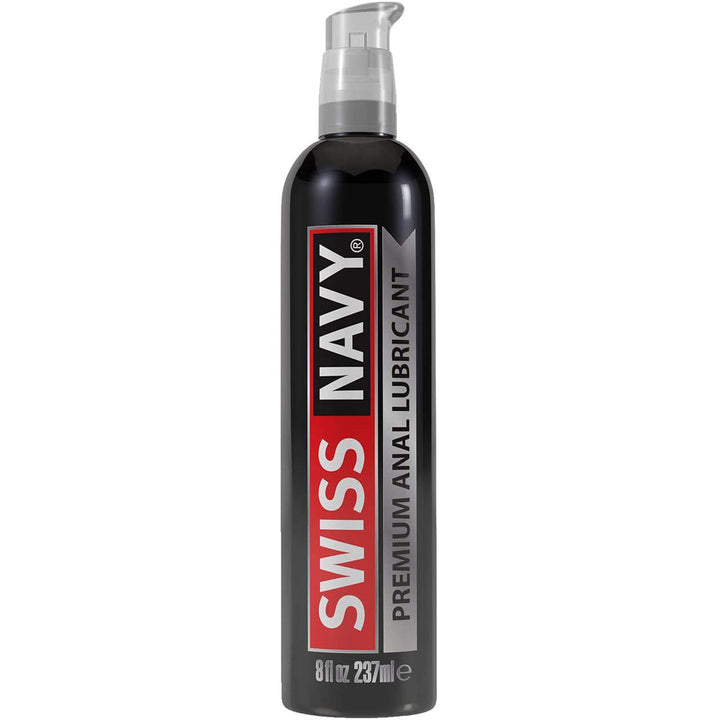 Swiss Navy Premium Anal Lubricant 8 oz black pump bottle, 237ml silicone-based formula