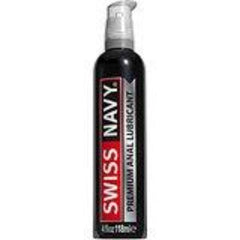 Swiss Navy Premium Anal Lubricant in a sleek black pump bottle, 4 fl oz