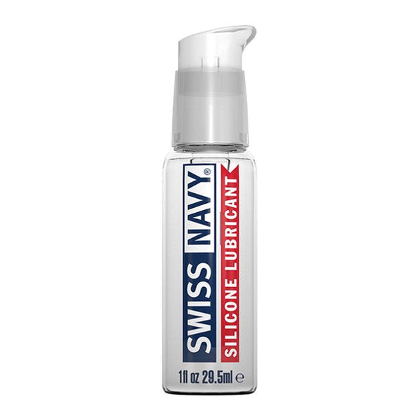 Swiss Navy Silicone Lubricant 1oz clear pump bottle with white label