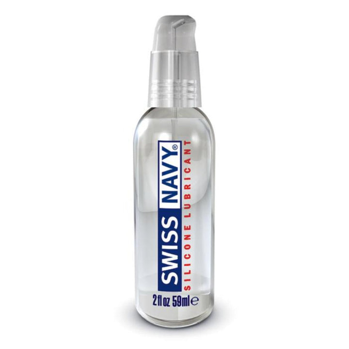 Swiss Navy Silicone Lubricant 2 oz clear pump bottle with transparent formula