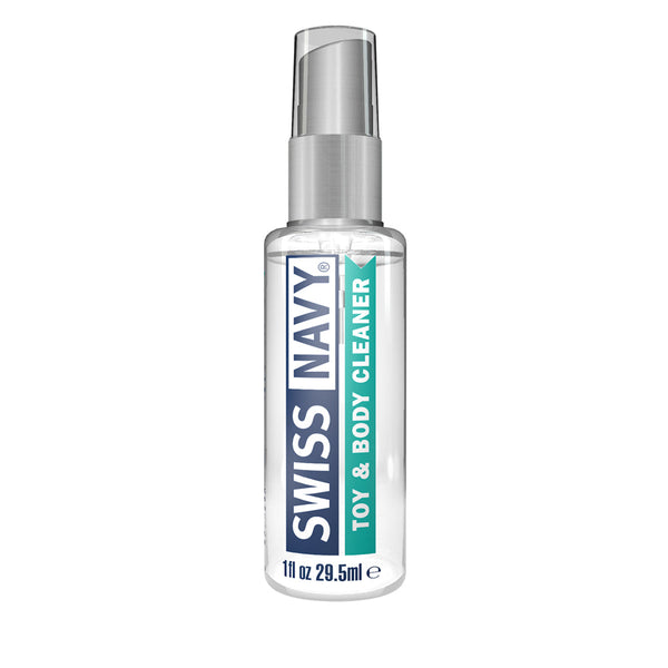 Swiss Navy Toy & Body Cleaner 1 oz clear spray bottle with pump dispenser
