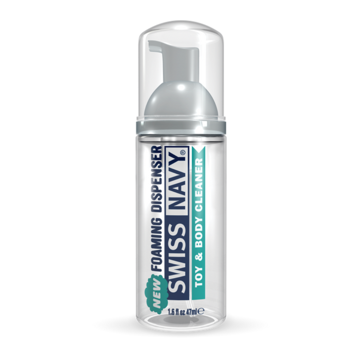 Swiss Navy Toy & Body Pump Foamer 1.6 oz in clear foaming dispenser bottle