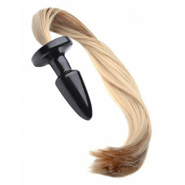 TAILZ Pony Tail Anal Plug with flowing blonde ombre hair tail and black tapered plug