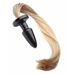 TAILZ Pony Tail Anal Plug with flowing blonde ombre hair tail and black tapered plug