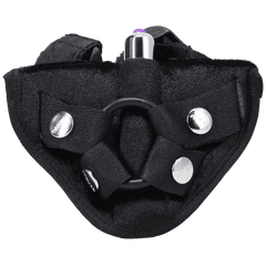 Tantus Velvet Vibrating Strap On Harness (Onyx) - Dreamy Desire