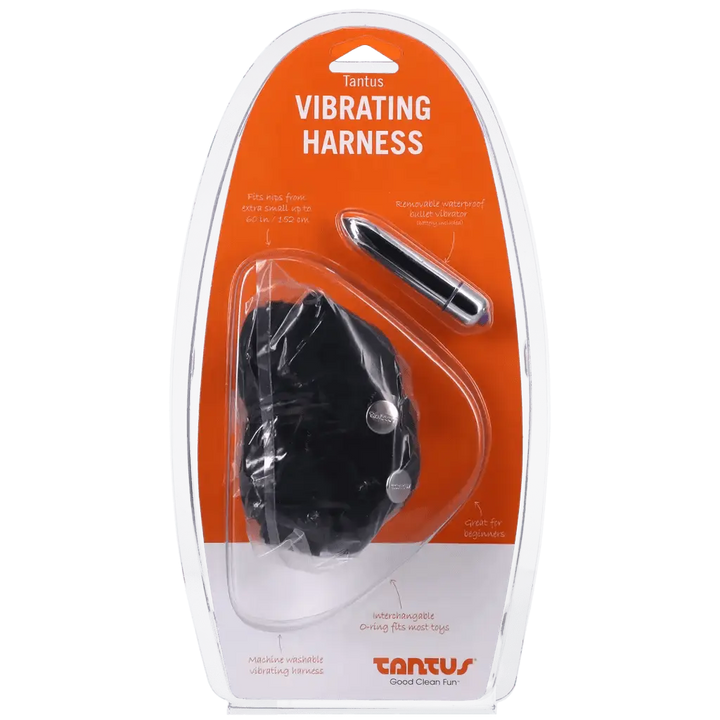 Tantus Velvet Vibrating Strap On Harness (Onyx) - Dreamy Desire