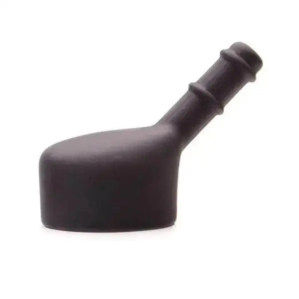 Tantus Rumble Convertible Head Attachment in matte black silicone, angled barb base