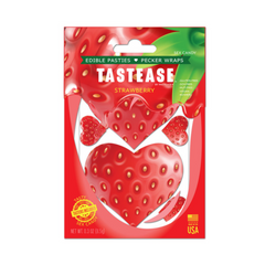 Tastease Strawberry Edible Pasties front packaging showing heart-shaped strawberry-textured candy pieces