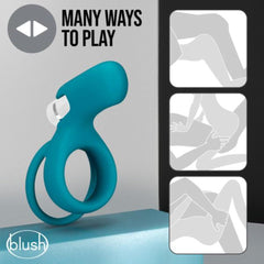 Teal C2 Ring standing upright beside lifestyle use-position silhouette guide panels