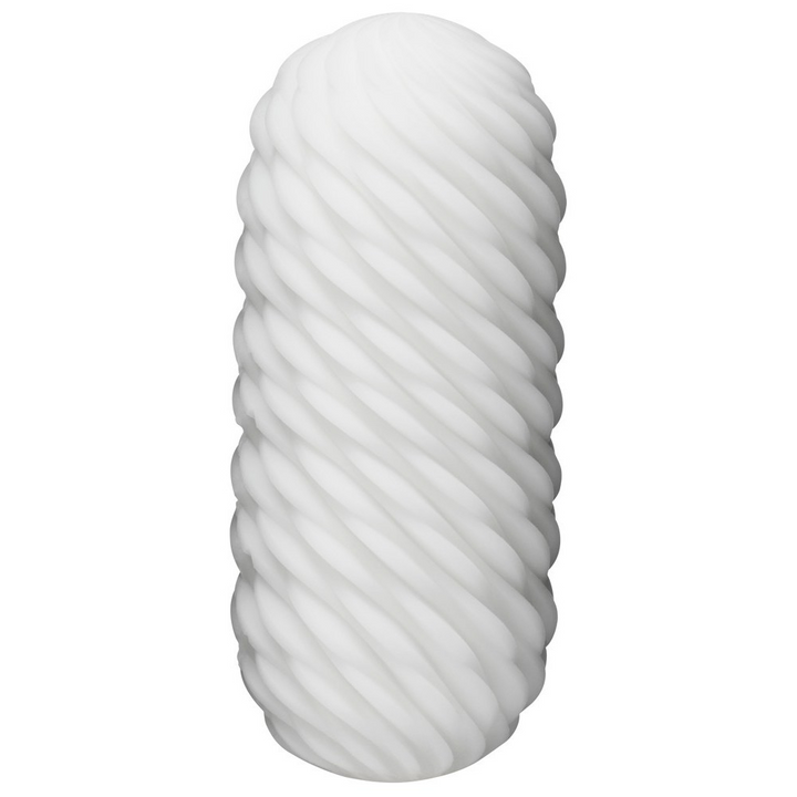 Tenga 3DX Flow stroker in white with spiral twisted exterior texture