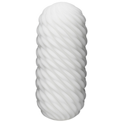 Tenga 3DX Flow stroker in white with spiral twisted exterior texture