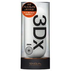 Tenga 3DX ZEN in clear display tube packaging showing Japanese text and ZEN branding