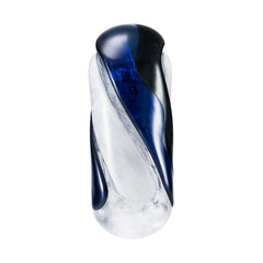 Tenga FLIP 360 Midnight Purple masturbator, deep blue and clear twisted form, white background