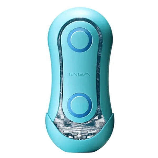 Tenga Flip Orb Ocean Blue male masturbator, teal with dual circular pressure pads