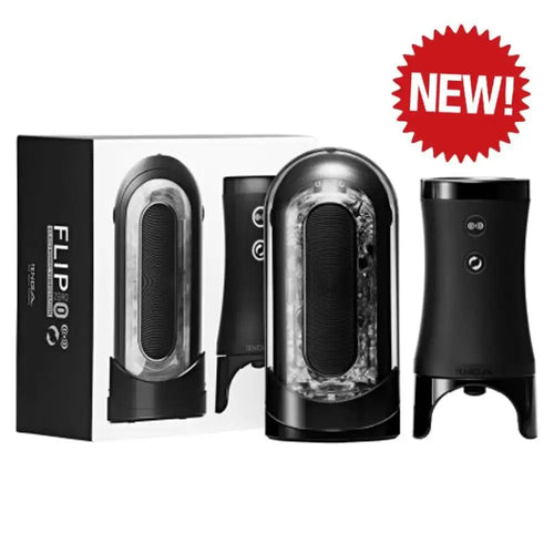 Tenga Flip Zero Electronic Vibrotation masturbator with power base and retail box, black